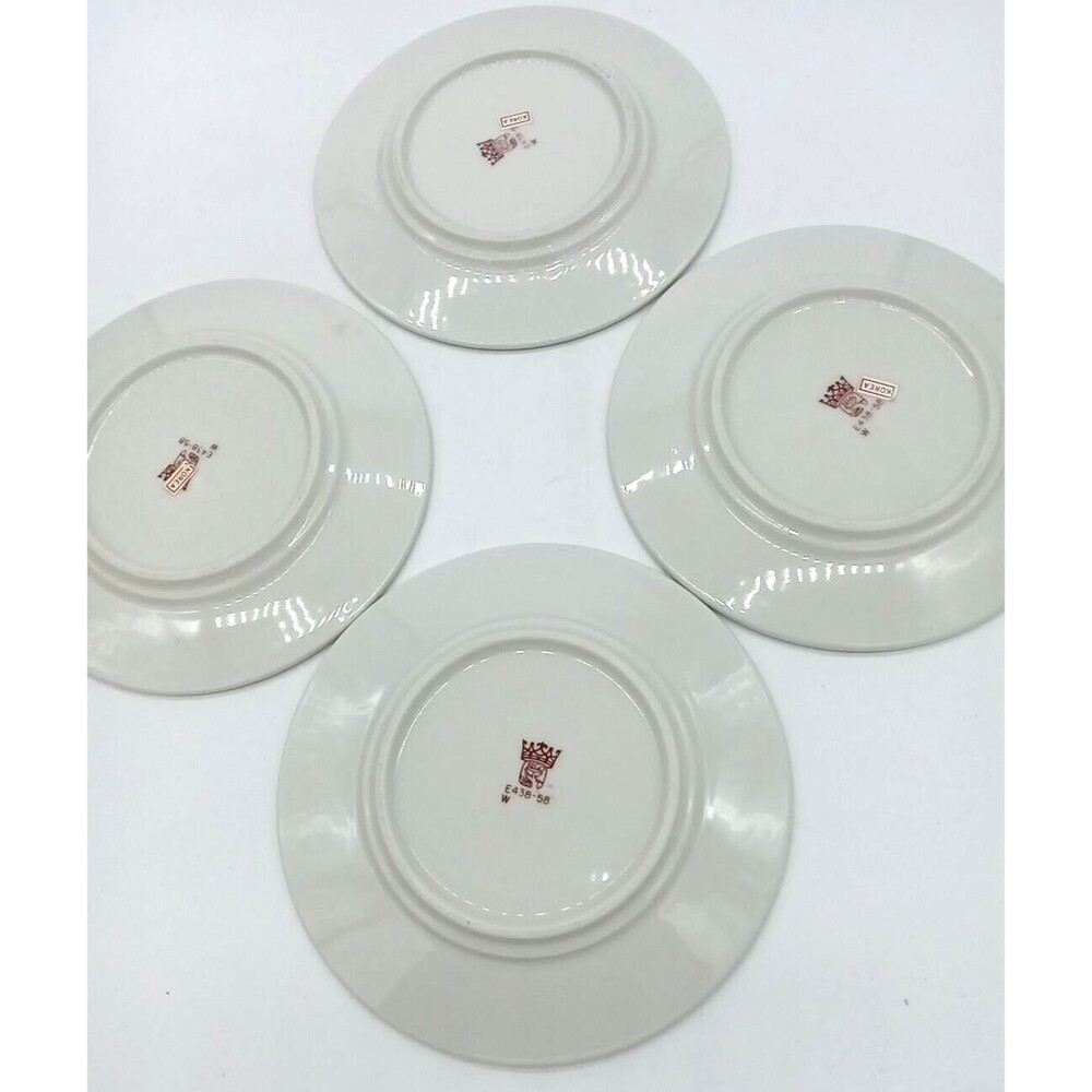 Vintage Rego Restaurant Ware China E438-58 Green Lattice Set Of 4 Saucers - Picture 6 of 6